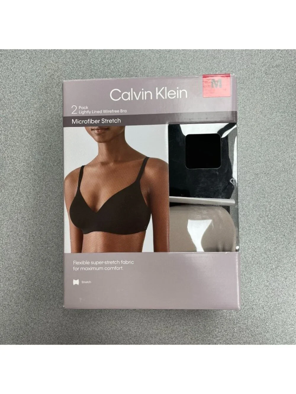 NWT Calvin Klein Women's M 2-Pack Lightly Lined Wirefree Bras Black & Tan B0769